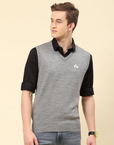 Image of Monte Carlo Men Regular Fit Sleeveless Solid V Neck Winter Sweater (Pack of 1)