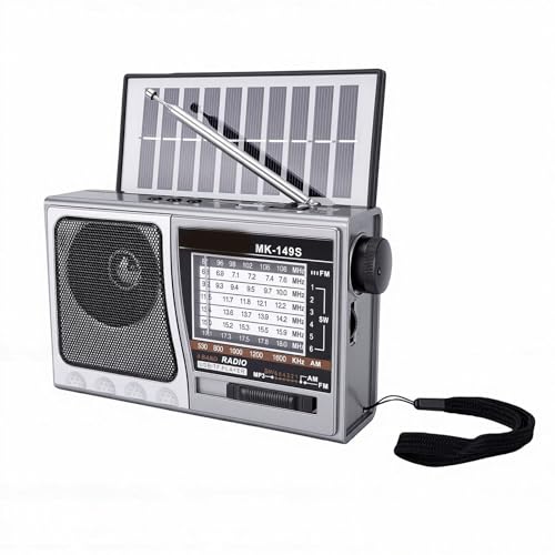 Jectse Radio Solar Bluetooth Radio Meteorológica Portátil de Emergencia Am/FM/SW con Linterna LED Banco de Energía USB para Acampar, Senderismo, Viajes, Supervivencia Al Aire Libre