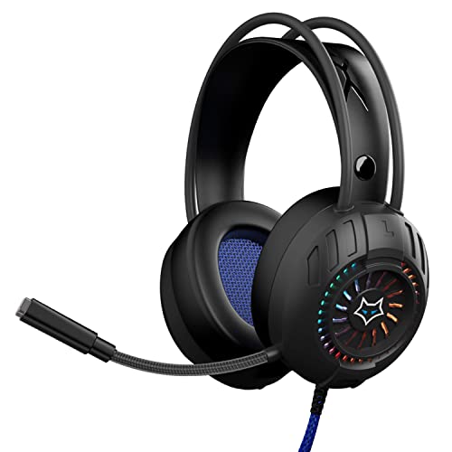 EvoFox Aurora USB Wired Gaming Headphones With 7.1 Dynamic Surround Sound, Adjustable Boom Mic, RGB Backlight, Protein Leather Ear Cushion, In-Line Controls & High-Quality Braided Cable (Black)