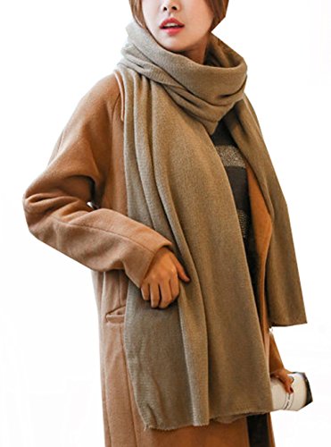 Wander Agio Womens Warm Long Shawl Winter Upset Large Scarf Pure Color Khaki #TOP3