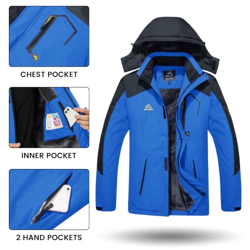 Image of TACVASEN Men's Winter Skiing Jackets Water Resistant Fleece Coats Insulated Thermal Snowboard Jacket Parka Raincoat with Hood