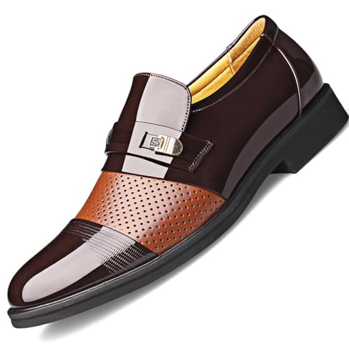 YZABEL Dress Shoes for Men Comfort Walking Shoes for Male Pointed Toe Chunky Low Heel Fashion Breathable Prom Business Wedding Dress Shoes