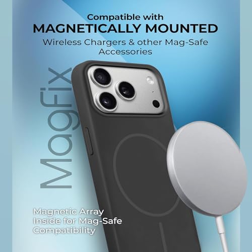 Image of iPhone 17 Pro Max Silicone Magsafe Case | Shock Proof Design & Camera Protection | Premium Rubberised Apple iPhone 17 Pro Max Cover (Microfiber Lining) | Magnetic Liquid Silicone - Black