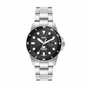 FOSSIL Blue Watch for Men, Quartz Movement with Stainless Steel or Leather Strap,Silver Tone,42 mm