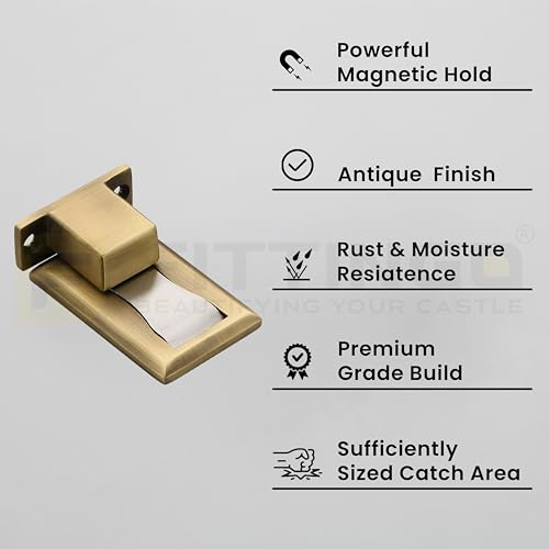 Image of Premium Concealed Magnetic Door Stopper /Stainless Steel Stopper Magnetic /Stylish Floor Mount Door Stopper for Home /Office and Hotels (Pack of 2, Antique Matt Finish)-| 3 Years Warranty |