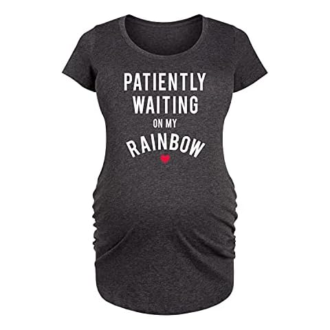 Bloom Maternity - Patiently Waiting On My Rainbow - Maternity Scoop Neck T-Shirt - Size Medium Cover
