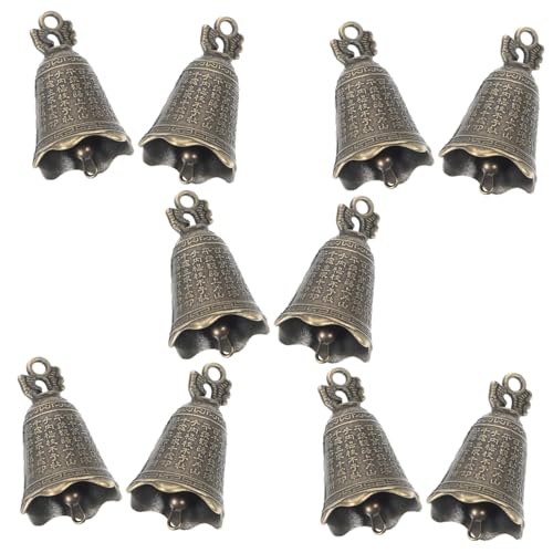 FUNOMOCYA 10 Pack Gold Metal Bells Diy Wind Chime Pendant Antique Bell Charm for Home Car More