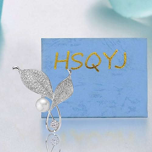 Image of Crystal Pearl Flower Brooches Pins Fashion Beautiful Created Rhinestone Floral Brooch Good Idea for Party Dance Wedding Banquet for Elegant Women Girl