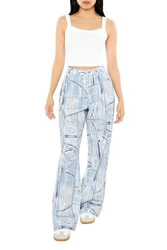 Forever 21 Women's Distressed Denim Print Jeans