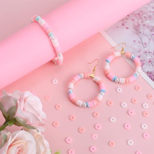 SUNNYCLUE 1 Box 1000PCS+ 6mm Pink Heishi Beads Polymer Clay Beads Small Mini Refill Round Flat Disc Vinyl Spacer Loose Beads Bulk for Jewellery Making DIY Bracelets Necklace Chocker Craft Supplies - Image 4