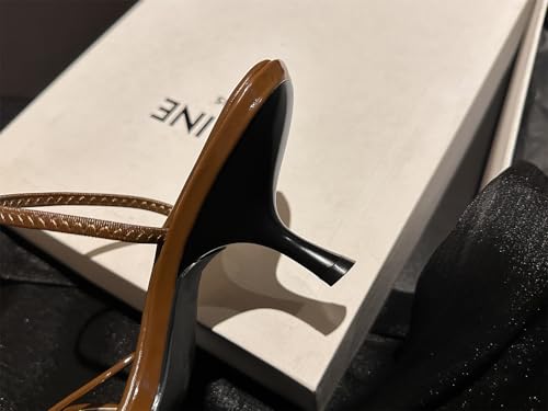 Women's Square Open Toe Slip-On Slide Toe Strap Pumps High Stiletto Comma Heeled Sandals Strappy Classic Work Office Church Shoes Sexy Dating Dress Business Party Summer Heels4