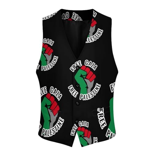 Free Gaza Free Palestine Men's Formal Suit Vest for Business Formal Or Casual Dress Waistcoat Wedding4
