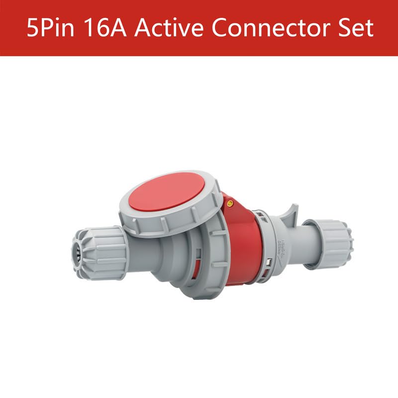 1Set IEC60309 Waterproof Industrial Connector Plug Socket, 5Pin 16A 380V-415V 3P+N+E 6H IP67 Waterproof Connector Power Connecting Industrial Activity Socket Set for Aviation and Industry