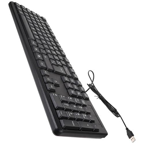 TOBBOMEY Teclado USB con Cable para Ordenador Teclado Completo Alta Fiabilidad y Comodidad para Oficina y Uso Diario