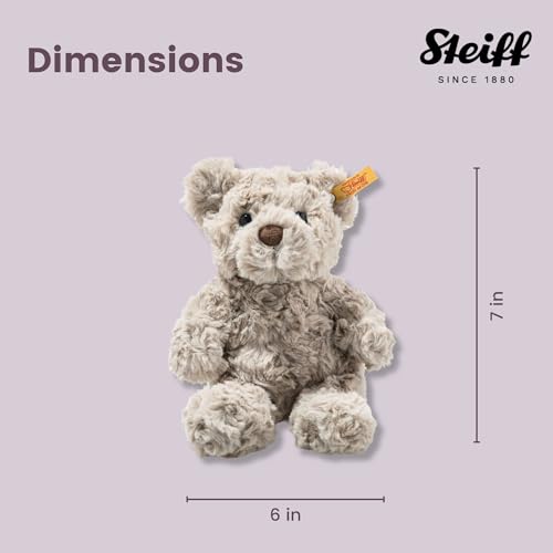 Steiff Soft Cuddly Friends Honey Teddybär hellgrau 18 cm, Teddy aus flauschigem Plüsch, Grau