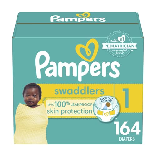 Image of Pampers Baby Diapers - Swaddlers - Size 1, 164 Count, Ultra Absorbent Disposable Infant Diaper