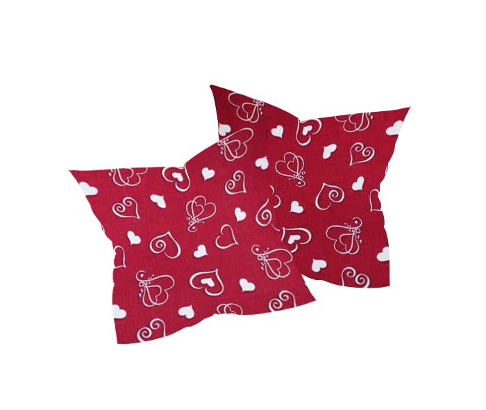 Coppia Federe Cuscini Decorativi Paris - Motivo Cuori LOVE, Beige, 50x50 Cm, Per Divano E Letto, Cotone E Poliestere