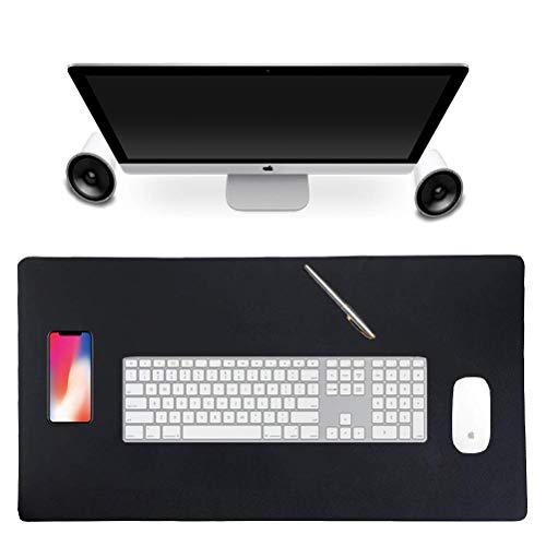 Alfombrilla de ratón antideslizante de piel sintética para escritorio, alfombrilla de ratón impermeable, almohadilla de escritorio, alfombrilla protectora de doble cara para oficina y hogar, 80 x 40 x 2 cm (Negro y Rojo)