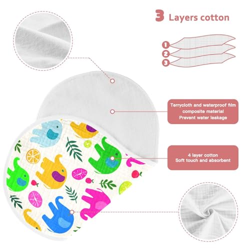 Tropical Elephants Muslin Burp Cloths for Baby 4-Layer Absorbent Cotton Large 22" x 11" Soft Spit Up Rags for Newborns Boys Girls, 1 Pack3