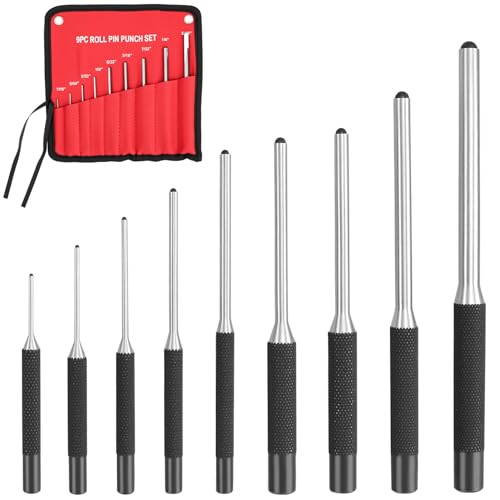 QWORK® 9 Stück Splinttreiber Set, Durchschlag aus Chrom-Vanadium-Stahl, für Automobil-, Uhrenreparatur, Schmuck und Basteln
