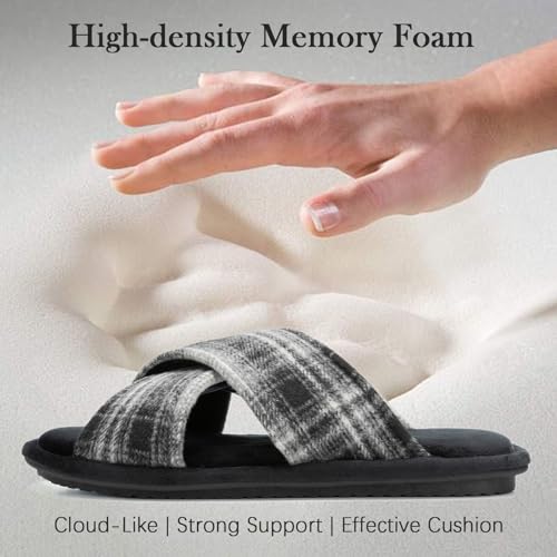 Mens Cozy Slippers Cross Band House Slippers with Memory Foam Soft Non-slip Indoor House Shoes Open Toe Summer Breathable Slipper4