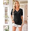Arach&Cloz Women's Tops 2025 Spring Summer Short Sleeve Sweater Fashion Trendy Dressy Casual Outfit Versatile Knit Blouse