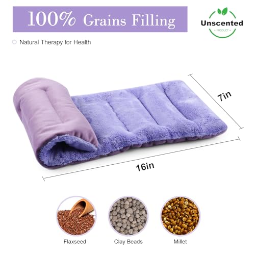 SuzziPad Microwave Heating Pad for Pain Relief, 8 x 17" Multipurpose Heating Pads for Cramps, Muscle Ache, Joints, Neck Shoulder, Heating Pad Microwavable Heat Pack Moist Heat, Warm Compress, Purple