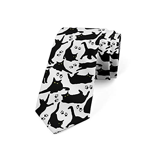 Tcerlcir Corbata De Corbata Para Hombre Gatos Negros Diferentes Poses Corbata De Poliéster Suave Para Ropa Formal, Bodas, Bailes, Celebraciones, Fiestas Cover