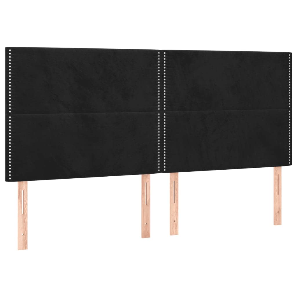 Hothingwell Telaio Letto Velluto 200x200 Cm con Testina Nero | Testina regolabile in altezza, piedi robusti, doghe in compensato, supporto posteriore per lettura