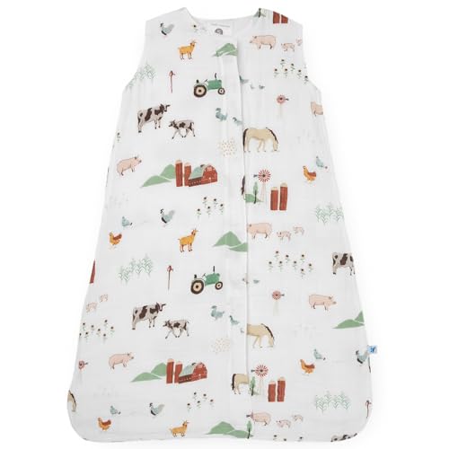 Image of Little Unicorn 6-12 Month Premium Muslin Sleep Sack 1.1 TOG | Soft & Breathable Muslin Cotton for safer sleep | 2 way zipper (Farmyard)