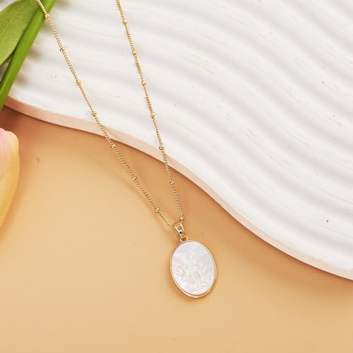 Archangel Michael Necklace Gold - St Michael Pendant Mother of Pearl Shellfish,Saint Michael Religious Protection Victory Amulet,Catholic Christian Jewelry Gift for Women Men3