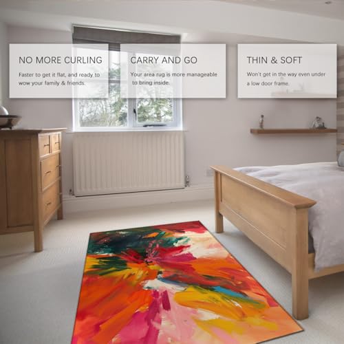 Tapis de salon abstrait lavable et antidérapant pour trafic intense - 5
