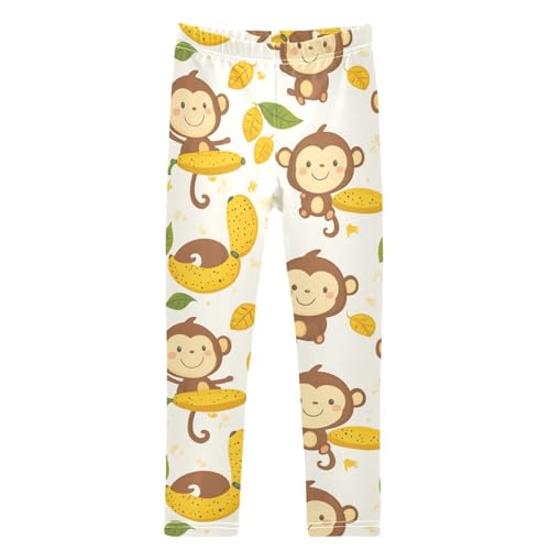 Monkey Cute Leaf Banana Girls Leggings Kids Yoga Pants Dance Active Tights 4T