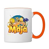 Spreadshirt Biene Maja Zusammen mit Willi Tasse zweifarbig, Weiß/Orange