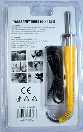 Image of Prabhas Designs Pyrography tools for wood carving || Adjustable Pen with 12 Tips & Accessories || Suitable for Wood carving, Embossing, Leather Carving, DIY