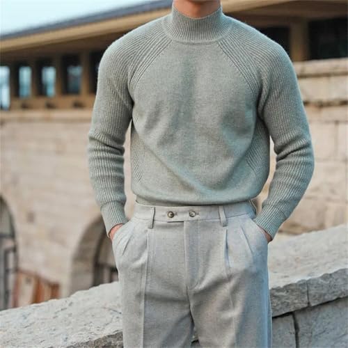 Men’s Solid Color Casual Knit Sweater Loose Fit Lightweight Long SleevePullover Jumper4