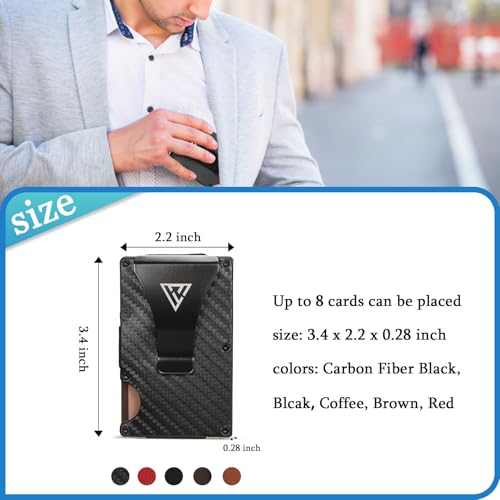 Wallets for men, Men's Minimalist Credit Card Holder - Slim Wallet for Men Front Pocket Metal Wallet with Money Clip (Carbon Fiber)2