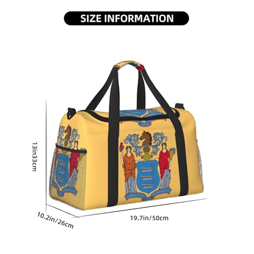 Flag Of New Jersey Print Duffle Bag, Personal Item Travel Bag For Airlines, Weekender Bags For Women, Sports Tote Bag4