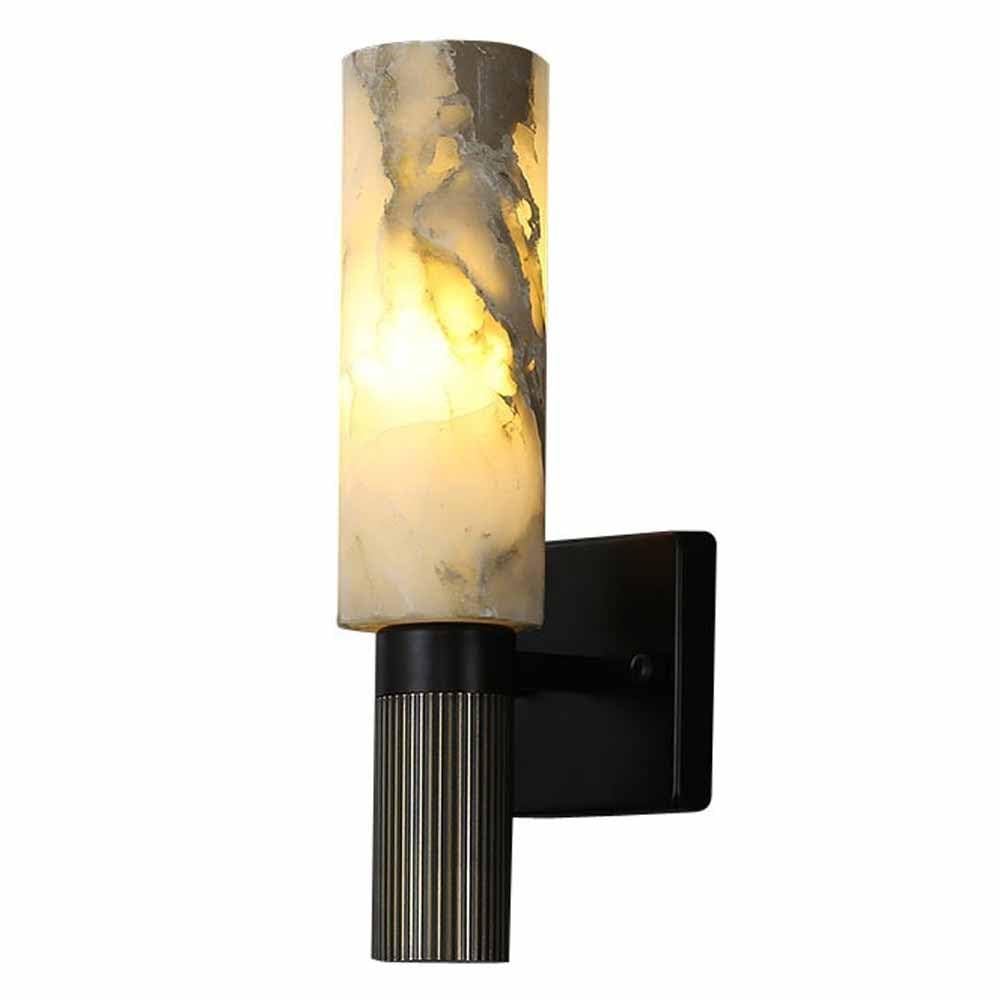 Trividha Black Modern Alabaster Sconce Marble Wall Sconce For Living Room Base Bathroom Vanity Wall Sconce Lighting Stone Marble Wall Lamp For Living Room Corridor Stairs Restaurant