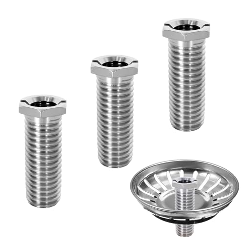 3 Piezas M12 x 35mm Fregadero Cesta Tornillo Acero Inoxidable, Tornillo de Colador de Fregadero, Cocina Tornillo Hueco, Tornillo de Enchufe para Válvula de Fregadero