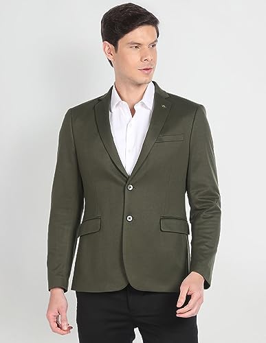 Image of Arrow Men's Red Textured Notch Collar Long Sleeve Formal Polyester Slim Fit Blazer
