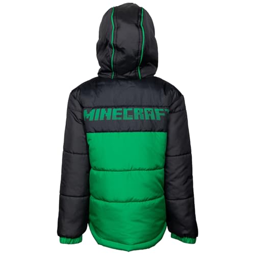 Minecraft Creeper Little Boys Zip Up Winter Coat Puffer Jacket Black/Green 7-8 thumb #8
