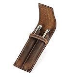 Genuine Leather 2 Slots Pen Holder Case Luxury Fountain Pen Sleeve Organizer Bag