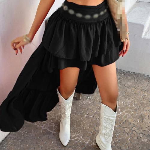 Women's Layered Maxi Skirt with High Waist & Tiered Ruffles4