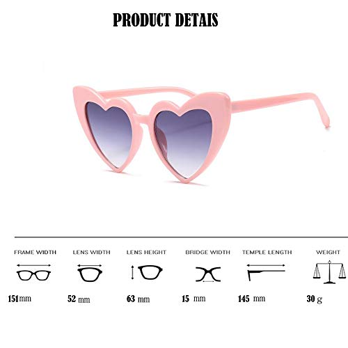 Love Heart Shaped Sunglasses for Women - Vintage Cat Eye Mod Style Retro Glasses as Christmas gift4