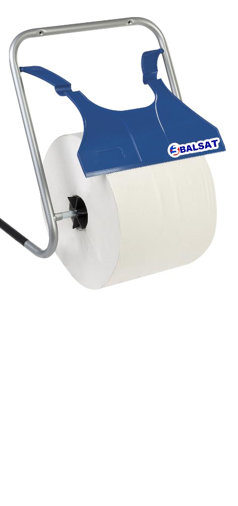 BALSAT | Dispensador Industrial de bobinas industriales pie o Pared | Portarrollos Industrial | para bobinas industriales | Incluye Paquete de 2 bobinas industriales de Regalo (Dispensador de Pared)