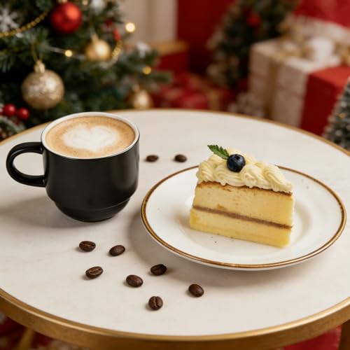 Set de 4 tazas de café de porcelana apilables con soporte miniatura 4