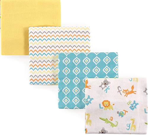 Image of Luvable Friends Unisex Baby Cotton Flannel Receiving Blankets, ABC 7 Count, One Size (Pack of 12)