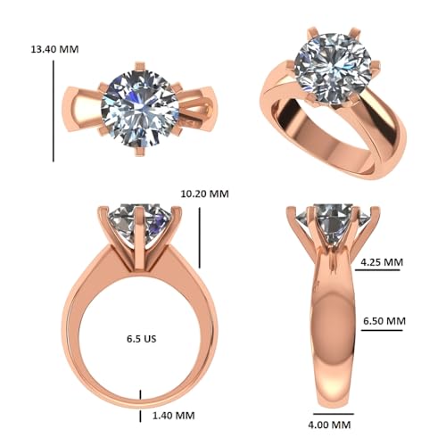 Image of 2 Ct. Solitaire Moissanite Crown Cathedral Ring for Women, 925 Sterling Silver, 18k Gold Plated, Smooth Edge Band, Perfect Jewelry Gift for Her