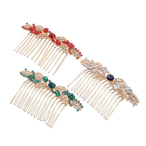 SAFIGLE 3個ブライダルヘアコーム 花柄ラインストーン装飾 メタル製サイドクリップ 結婚式用ヘアアクセサリー 花嫁 女性のイブニングスルに